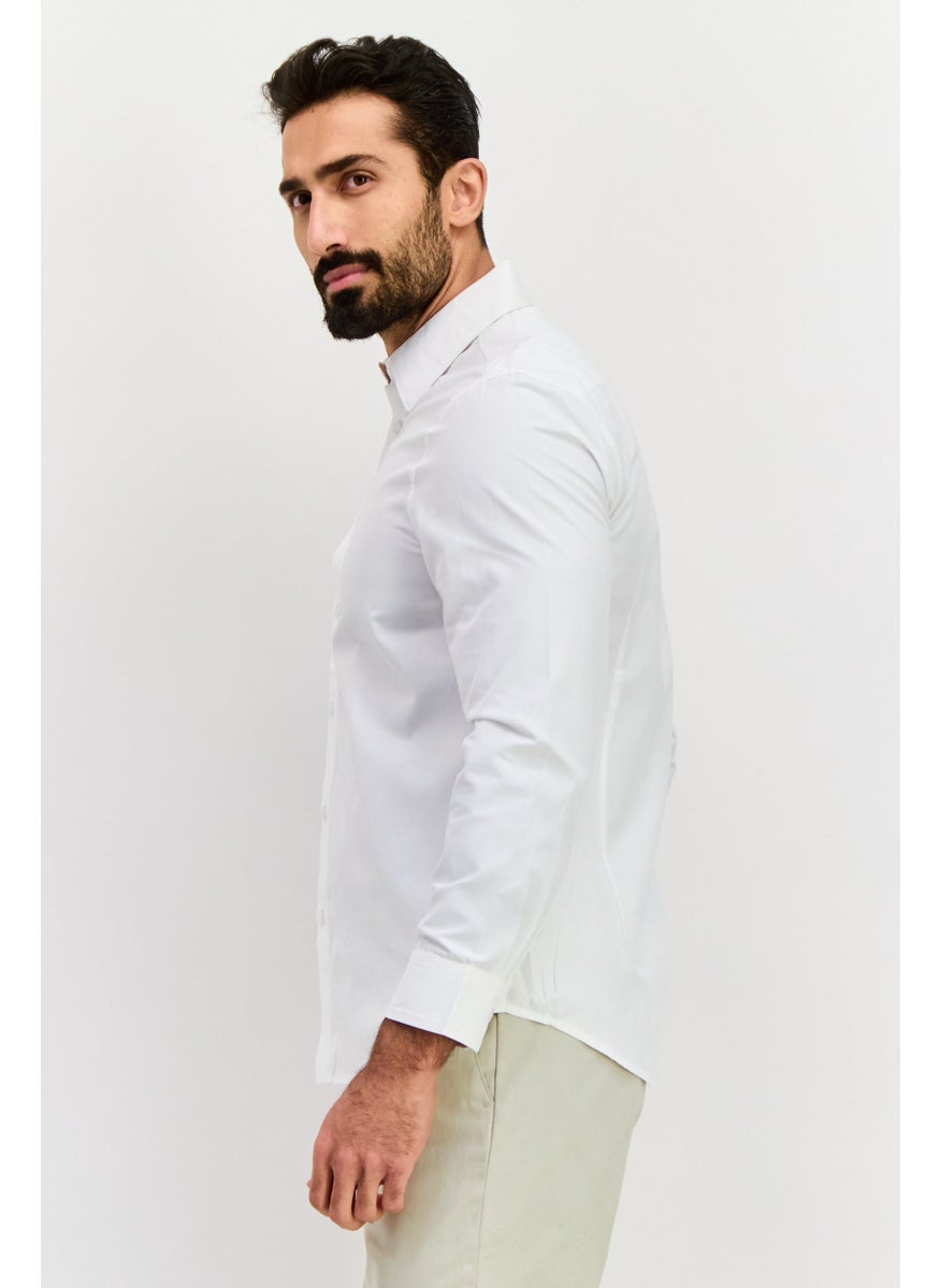 English Laundry Men Slim Fit Solid Long Sleeve Dress Shirt, White  - Image 2