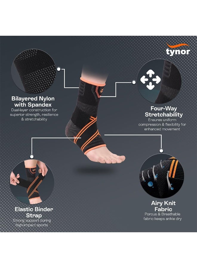 TYNOR Ankle Binder Air Pro, Black & Orange, XL, 1 Unit - Image 4