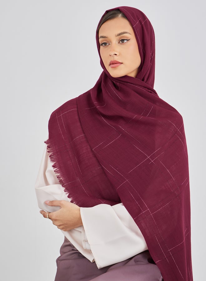 Styli Check Pattern Scarf with Frayed Edge