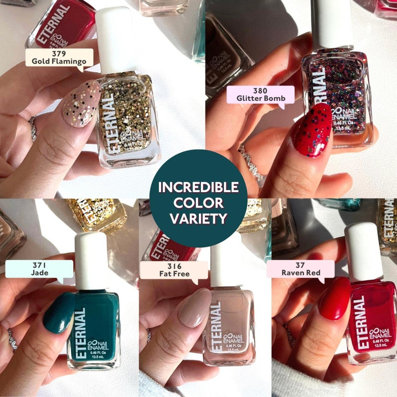 Eternal Glitter Nail Polish Set for Women (CHEERS) - Gold Nail Polish Set for Girls | Long Lasting & Quick Dry Nail Polish Kit for Home DIY Manicure & Pedicure | Made in USA, 13.5mL (Set of 5) - Image 2