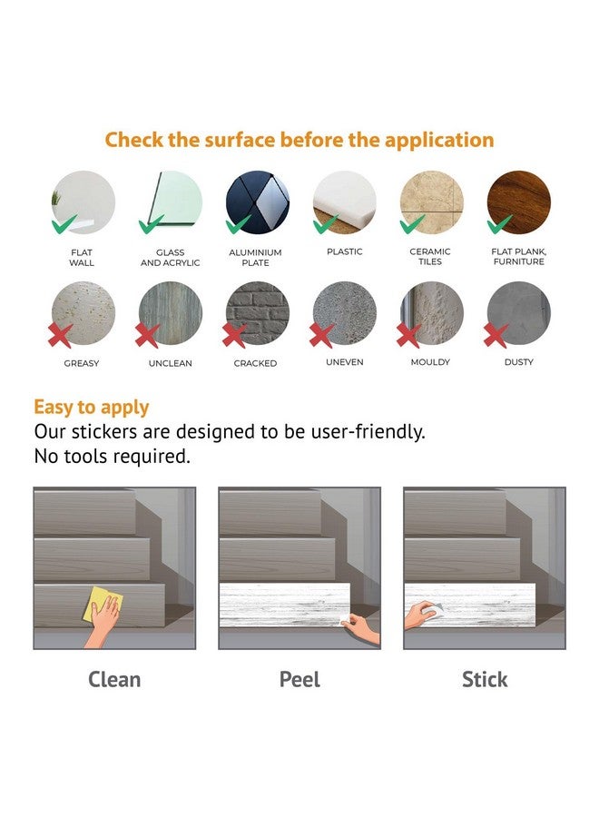 WALPLUS 15 Strips 39 X 7.1 Stair Sticker Stair Riser Stickers Peel And Stick Stair Removable Decals Vinyl Stair Riser Stair Steps White Weathered Rustic Wood Tiles Accent Stair Risers - Image 5