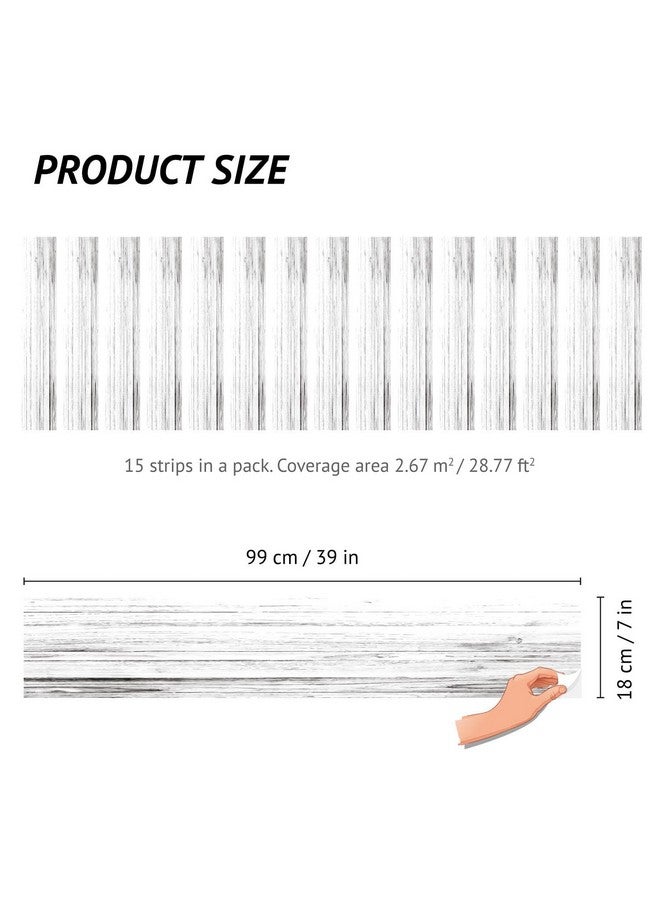 WALPLUS 15 Strips 39 X 7.1 Stair Sticker Stair Riser Stickers Peel And Stick Stair Removable Decals Vinyl Stair Riser Stair Steps White Weathered Rustic Wood Tiles Accent Stair Risers - Image 4