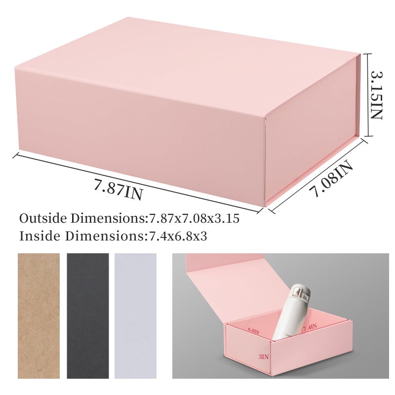 Rsgift Pink Gift Box,Collapsible 7.8 x7x 3.1 Inches Gift Box with Lid,Magnetic Closure Matte Textured Finish Box for Wedding Gifts - Image 2