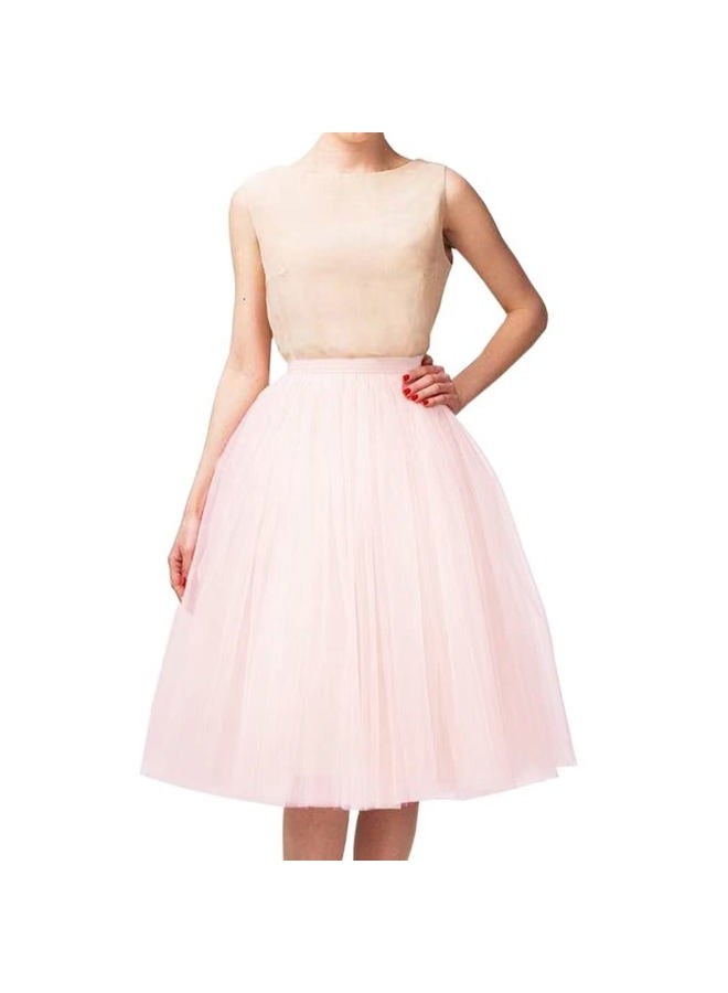 WDPL Women's A Line Short Knee Length Tutu Tulle Prom Party Skirt, Light Pink049, M - Image 1