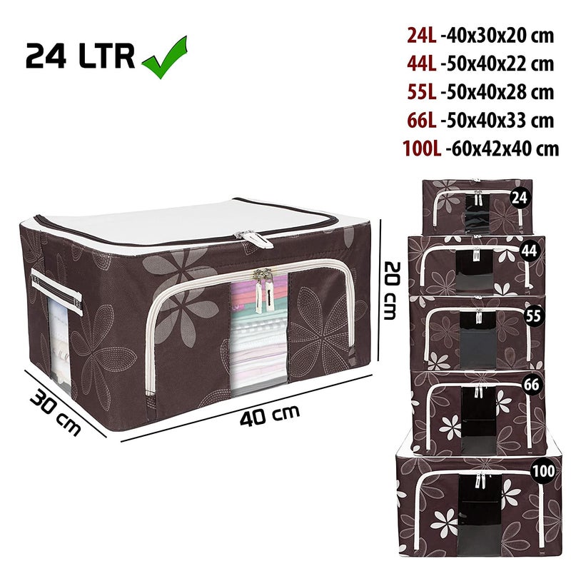 Inditradition Multipurpose Foldable Storage Boxes for Clothes Wardrobe Organizers Oxford Fabric 24 Liter Pack of 1 Random Colour Design - Image 2