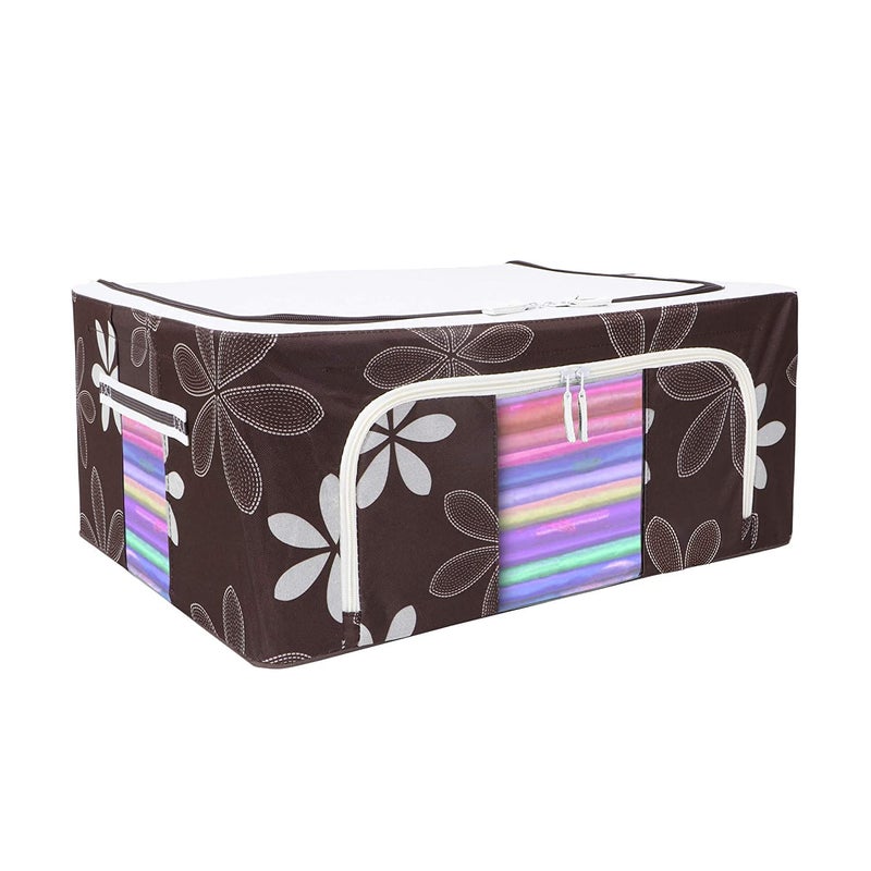 Inditradition Multipurpose Foldable Storage Boxes for Clothes Wardrobe Organizers Oxford Fabric 24 Liter Pack of 1 Random Colour Design - Image 1