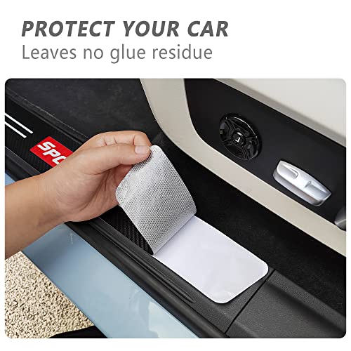 Turcee 5PCS Car Door Sill Protector,Carbon Fiber Sport Threshold/Rear Bumper Guard Anti-Scratch Sticker Door Edge Protection Decorate,Interior Accessories Self-Adhesive Anti-Scratch Waterpoor(Red sport-5Pcs - Image 3