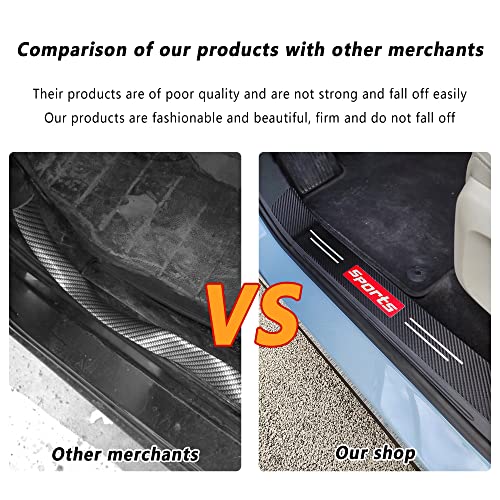 Turcee 5PCS Car Door Sill Protector,Carbon Fiber Sport Threshold/Rear Bumper Guard Anti-Scratch Sticker Door Edge Protection Decorate,Interior Accessories Self-Adhesive Anti-Scratch Waterpoor(Red sport-5Pcs - Image 4