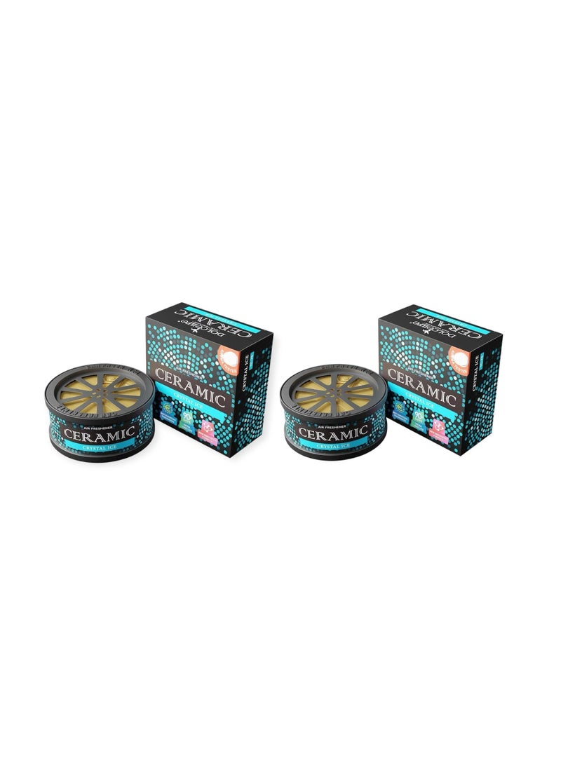 MEDORI Dolce Life Ceramic Car Air Freshener, Crystal Ice, 60g Jar (Hard Chalk) Pack of 2 - Image 1