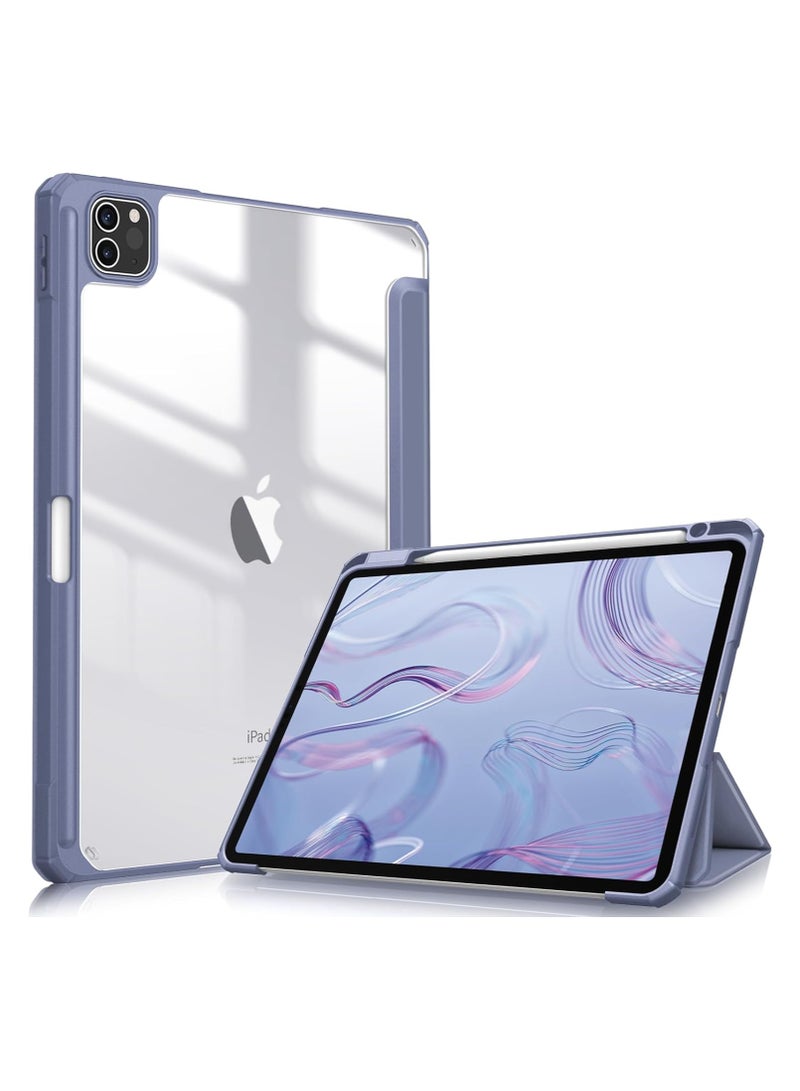 Case Compatible with iPad Pro 11 inch (3rd/2nd/1st Generation, 2021/2020/2018 model) - [Ultra Slim] Shockproof Clear Cover w/Pencil Holder, Auto Wake/Sleep, (Cloudy Blue) - Image 1