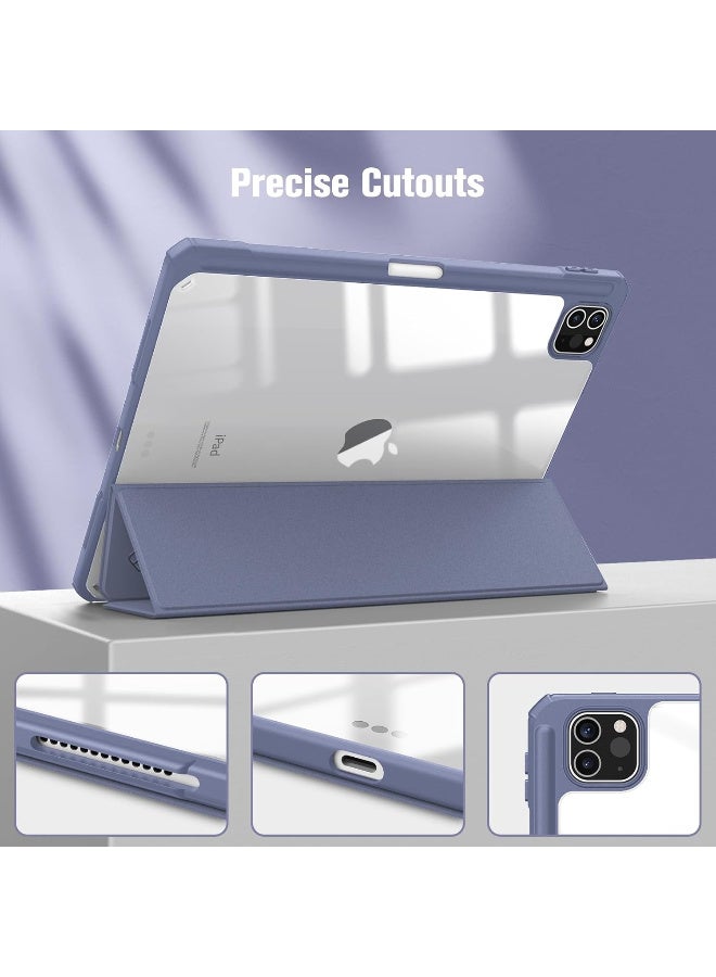 Case Compatible with iPad Pro 11 inch (3rd/2nd/1st Generation, 2021/2020/2018 model) - [Ultra Slim] Shockproof Clear Cover w/Pencil Holder, Auto Wake/Sleep, (Cloudy Blue) - Image 2