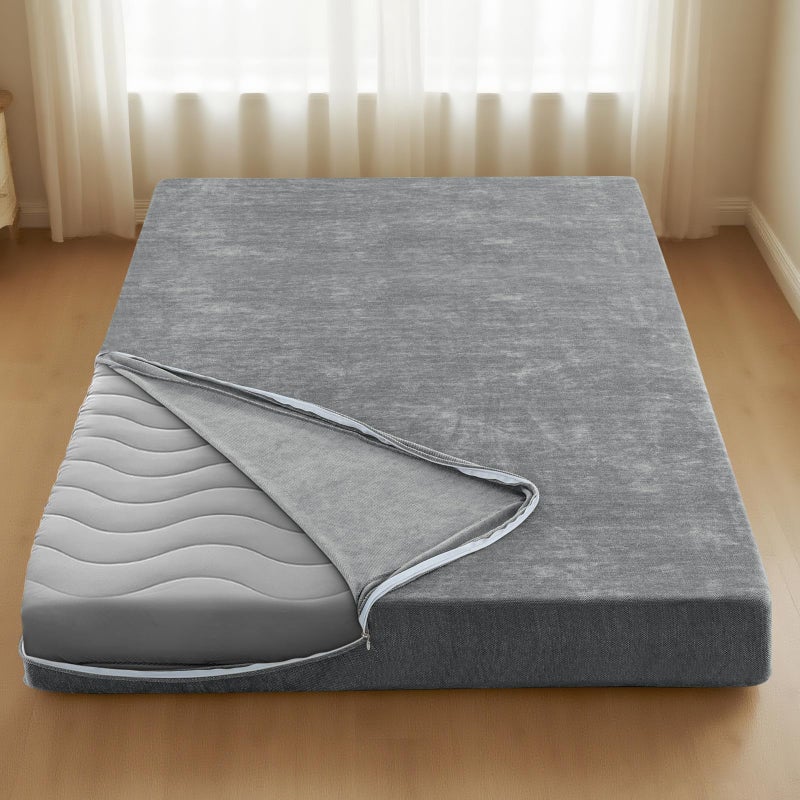 H.VERSAILTEX HVERSAILTEX Twin Size Armless Futon Mattress Covers for Traditional Japanese Futon Mattress Soft MixedColor Chenille Couch Slipcovers Floor Mats Sofa Protector Zippered Sleeper Sofa CoverGrey - Image 2