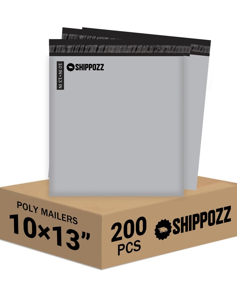 Shippozz 10x13 Poly Mailers 200 Pack, Durable Waterproof Polymailers for Shipping Clothes, Self Seal Mailing Bags for Small Business Packaging Supplies, Mailing Envelopes for Books, and Accessories - Image 1