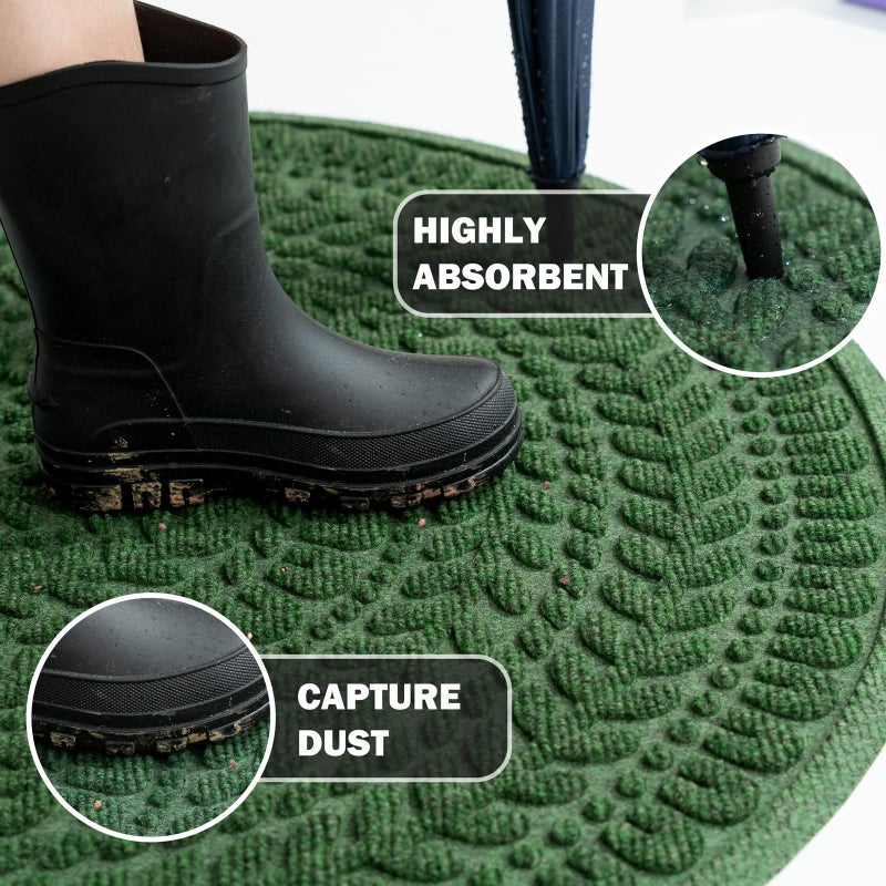 RORA Half Circle Door Mat Front Door Mat Outside Entrance Welcome Mats Outdoor Indoor Semicircular Doormat for Outdoor Half Round Door Mats for Garage Muddy Paws 17â€x30â€ - Image 2