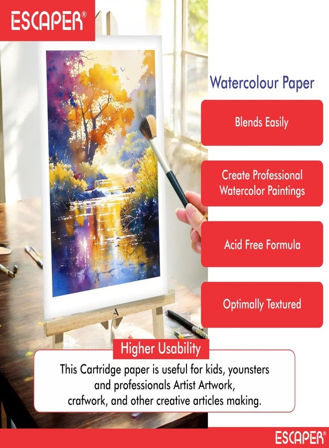 ESCAPER ورق ألوان مائية ESCAPER 300 جرام/متر مربع، مصنوع يدويًا بتقنية الضغط البارد، مناسب للفنانين، مقاسات A3 و A4، خالٍ من الأحماض، سطح محكم للرسم والتلوين وفنون الأطفال والحرف اليدوية والوسائط المتعددة (عبوة من 5 قطع A3) - Image 5