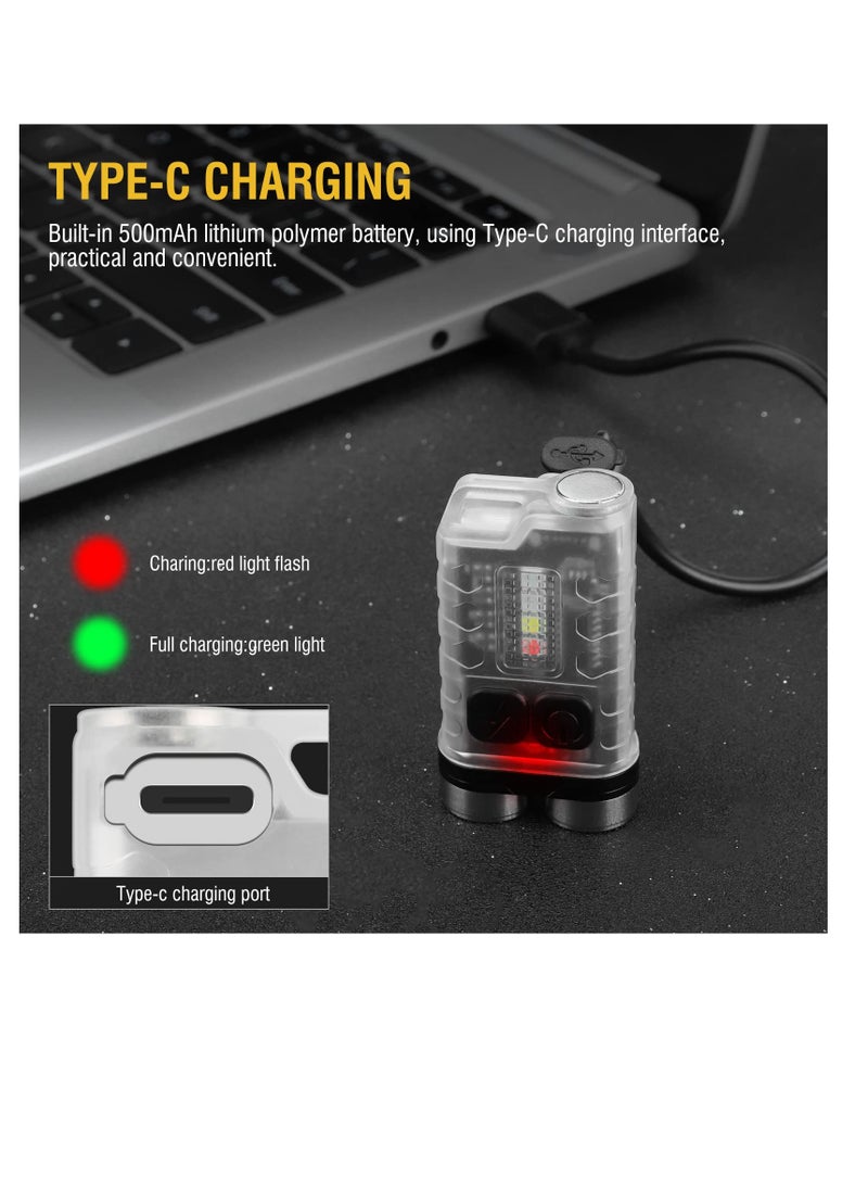 BORUIT - BORUIT V3 Mini Powerful Keychain Flashlights with Red UV Blue Light,High Lumens 900LM USB-C Rechargeable Small Pocket EDC LED Flash Light-12 Modes,IP65 Waterproof,Tail Magnet - Image 1