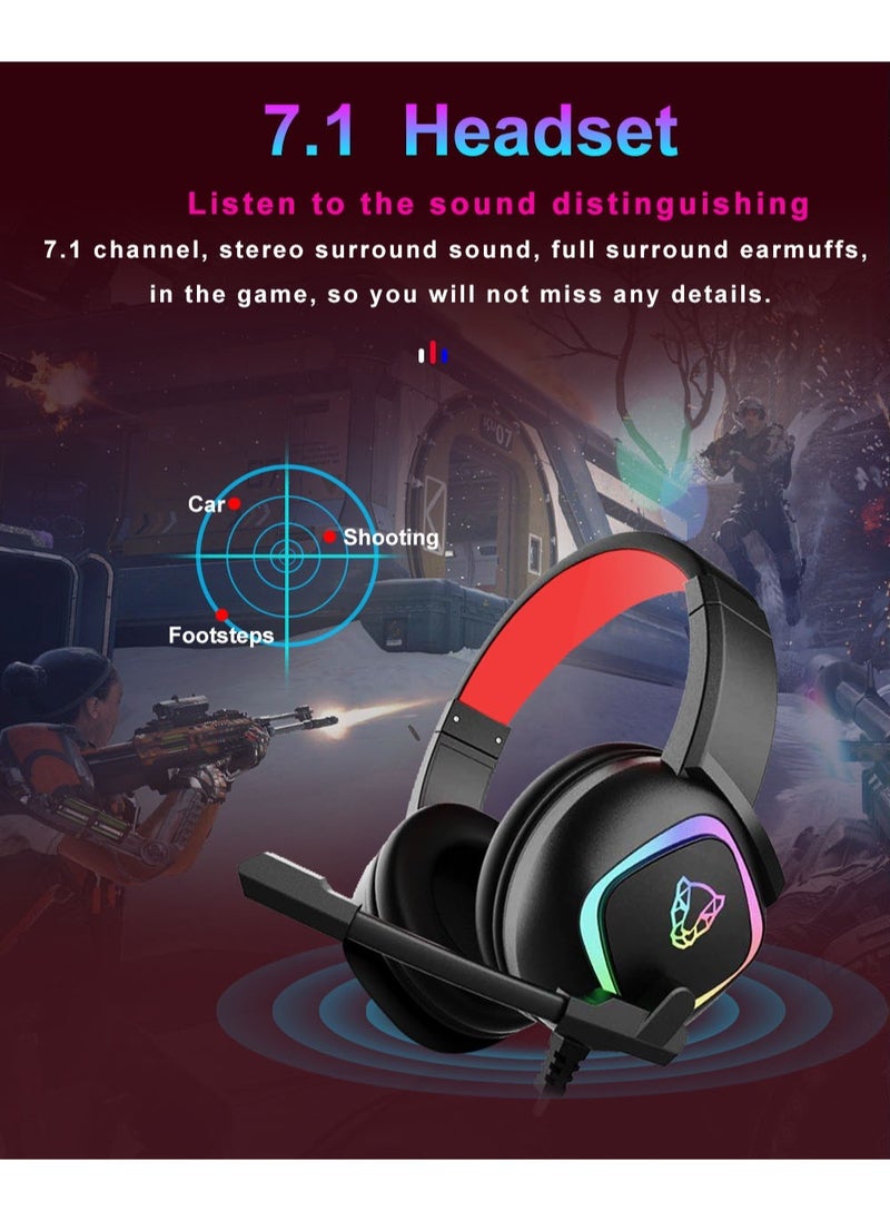 Motospeed - Motospeed G750 RGB Wired Black-Red Gaming Headphone - Image 1