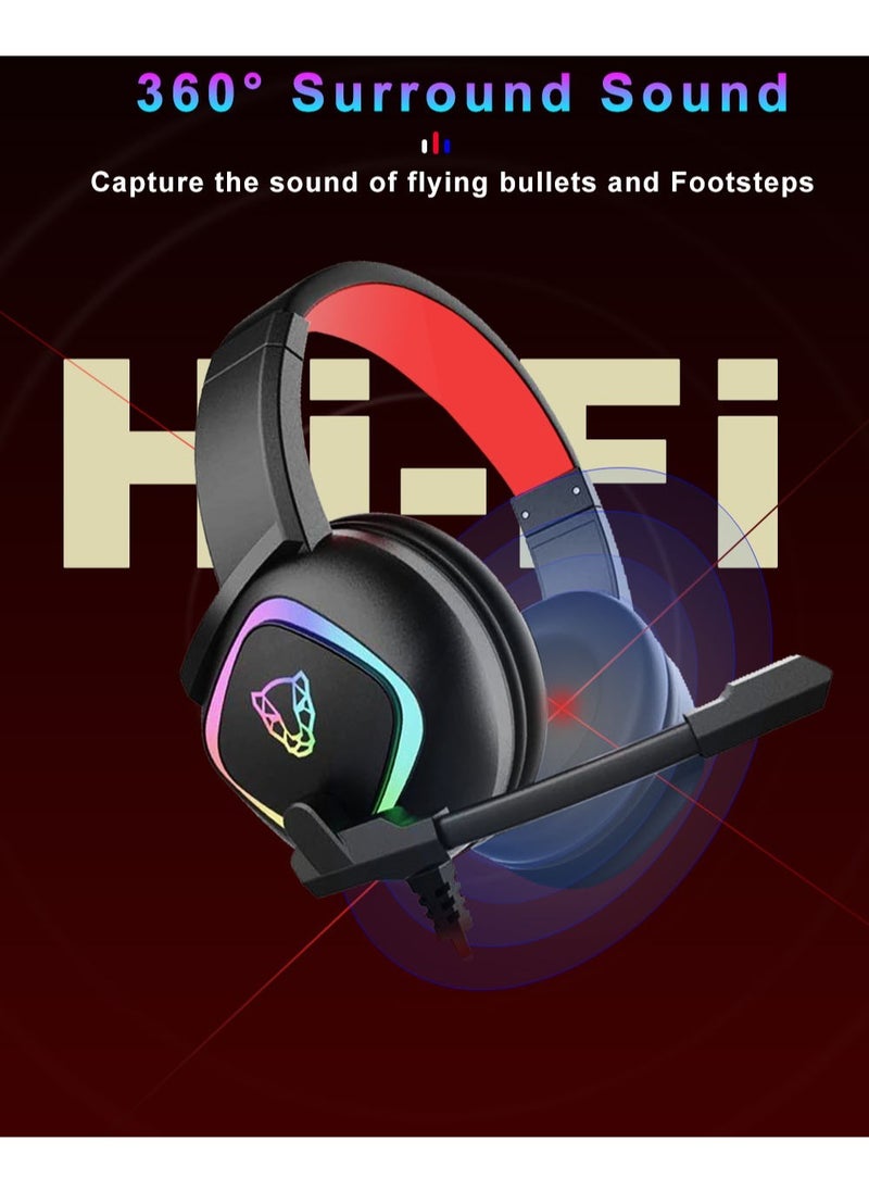Motospeed - Motospeed G750 RGB Wired Black-Red Gaming Headphone - Image 1
