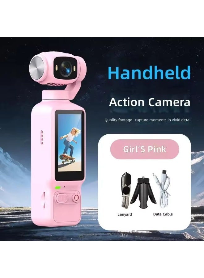 ELTRAZONE LK032 4K Auto Focus Handheld Action Camera with Fill Light, 200fps Slow Motion Video, Time Lapse Photography, Girl's Pink Pocket Vlog Camera, Compact Portable Sports Camera for Travel, Outdoor Adventures, Cycling, Vlogging, YouTube, Social Media and Content Creation - Image 1