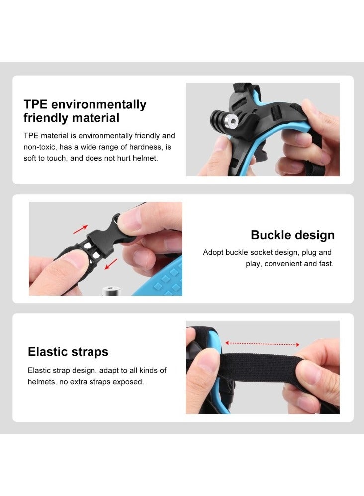 O Ozone Full Face Helmet Chin Camera Mount Strap Mount Compatible With GoPro Hero 13 12 11 10 9 8 7 6 5,Insta360 ONE R,AKASO/Campark/YI and More Motorcycle Strap Mount Accessories  Black Orange  - Image 4