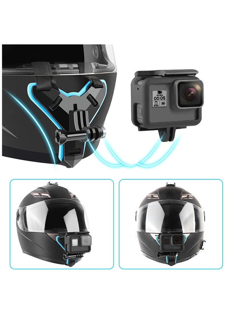 O Ozone Full Face Helmet Chin Camera Mount Strap Mount Compatible With GoPro Hero 13 12 11 10 9 8 7 6 5,Insta360 ONE R,AKASO/Campark/YI and More Motorcycle Strap Mount Accessories  Black Orange  - Image 2