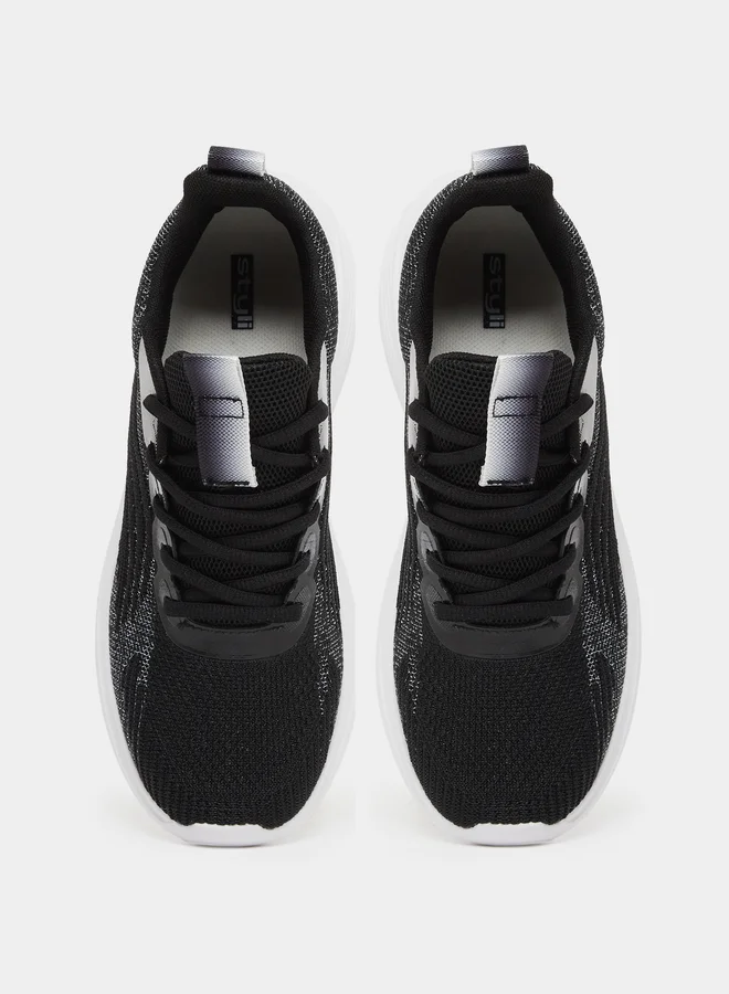 Styli Styli Textured Mesh Lace Up Sneakers
