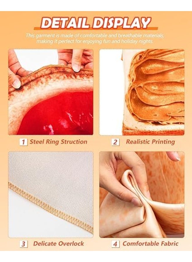 SYOSI 2Pcs Couple Halloween Costumes, Peanut Butter and Jelly Costume Set, Halloween Outfit with Bread Slice Design, PBJ Food Cosplay for Adults, Matching Party Dress-Up for Theme Events (Brown/Yellow) - Image 3