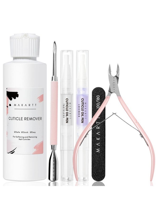 MAKARTT Makartt Cuticle Remover Kit, Nail Care Kit with Cuticle Oil Pen, Cuticle Trimmer, Nail File & 120ml Cuticle Remover Liquid, Nail Manicure Kit for Cuticle Softener & Moisturize  - Image 1