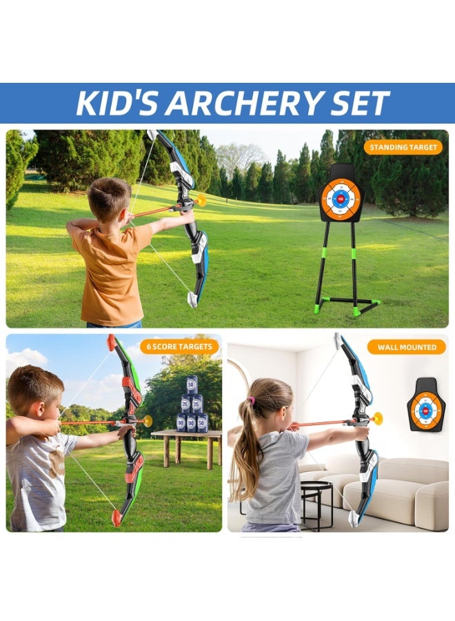YelaJoy Kids Bow and Arrow Toy Set LED Light Up Archery Toys Outdoor Indoor Shooting Games Toys Boys Girls Birthday Gifts Blue Light Bow and Arrow - Image 2