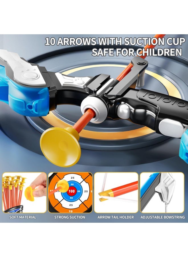 YelaJoy Kids Bow and Arrow Toy Set LED Light Up Archery Toys Outdoor Indoor Shooting Games Toys Boys Girls Birthday Gifts Blue Light Bow and Arrow - Image 5