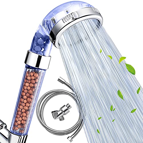 Nosame® Shower Head with Hose and Braket, Filter Filtration High Pressure Water Saving 3 Mode Function Spray Handheld Showerheads for Dry Skin & Hair - Image 1