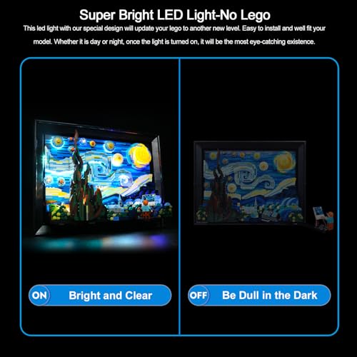 BrickBling Light Kit Compatible with Lego 21333 Vincent Van Gogh - The Starry Night (Bricks Not Included), DIY Lighting Compatible with Lego Starry Night Remote Control Version - Image 2