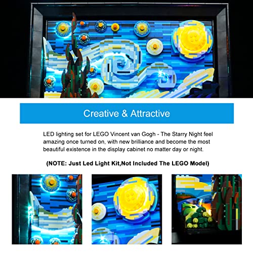 BrickBling Light Kit Compatible with Lego 21333 Vincent Van Gogh - The Starry Night (Bricks Not Included), DIY Lighting Compatible with Lego Starry Night Remote Control Version - Image 4