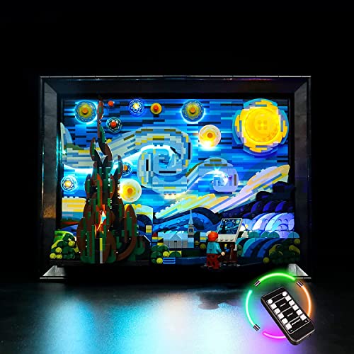 BrickBling Light Kit Compatible with Lego 21333 Vincent Van Gogh - The Starry Night (Bricks Not Included), DIY Lighting Compatible with Lego Starry Night Remote Control Version - Image 1