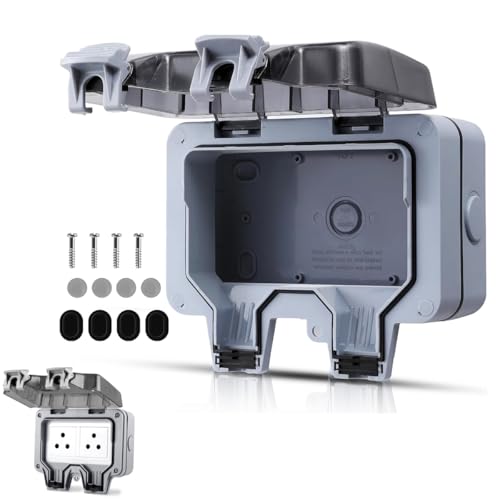 Serplex® 146 Type Double Socket Switch Cover with Flip Up Lid Compatible with Duplex Receptacle Outlet Cover for 86mm×146mm Faceplate Waterproof Cover for Electric Switch Socket (Socket Not Included) - Image 1