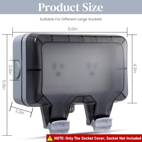 Serplex® 146 Type Double Socket Switch Cover with Flip Up Lid Compatible with Duplex Receptacle Outlet Cover for 86mm×146mm Faceplate Waterproof Cover for Electric Switch Socket (Socket Not Included) - Image 3
