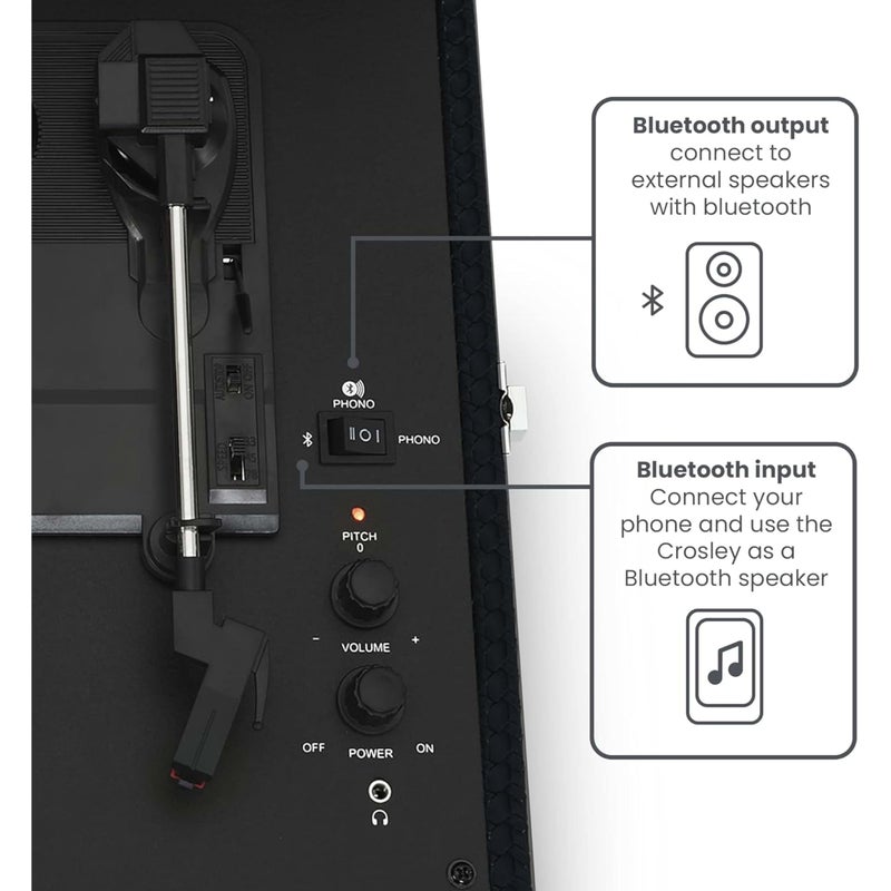 Crosley Voyager Portable Turntable, Bluetooth Record Player, Black - Image 5