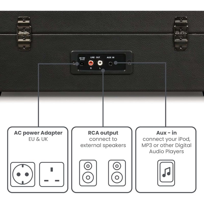 Crosley Voyager Portable Turntable, Bluetooth Record Player, Black - Image 4
