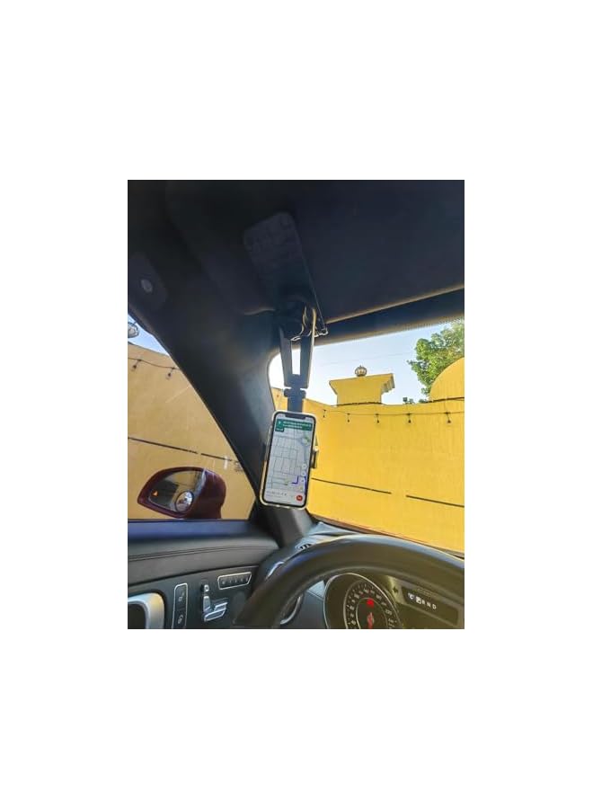 S-TOP Car Sun Visor Phone Holder, 2 Pc, Adjustable & Secure Mount, Hands-Free Navigation & Call Support, Easy Clip-On Installation 10500020 - Image 4