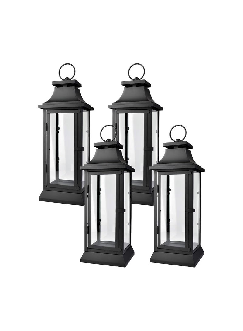Serene Spaces Living Serene Spaces Living 20 Tall Black Hurricane Lanterns with Clear Glass Panels Perfect for Home Decor Parties  Events Table Top Or Hanging Lantern for Indoor  Outdoor Dry Wipe 