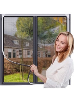 Generic Owyr Magnetic Window Screen Adjustable Diy Window Net Fiberglass Fine Mesh Screen Protector Fits Max 44” X 48” White Window Frames  - Image 1