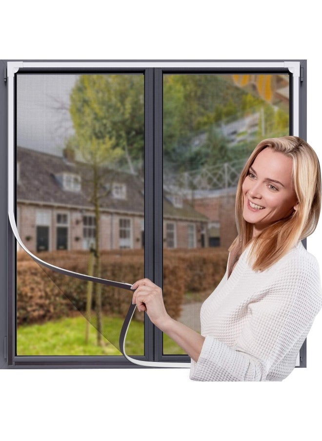Generic - Owyr Magnetic Window Screen Adjustable Diy Window Net Fiberglass Fine Mesh Screen Protector Fits Max 44” X 48” White Window Frames - Image 1