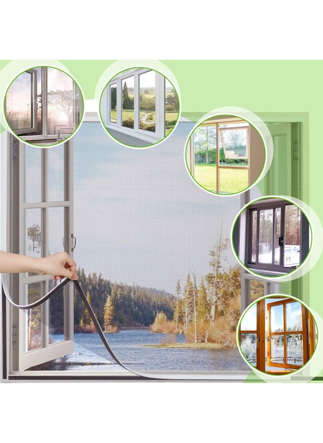 Generic - Owyr Magnetic Window Screen Adjustable Diy Window Net Fiberglass Fine Mesh Screen Protector Fits Max 44” X 48” White Window Frames - Image 1