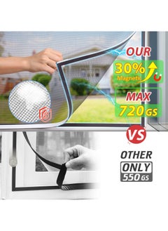 Generic Owyr Magnetic Window Screen Adjustable Diy Window Net Fiberglass Fine Mesh Screen Protector Fits Max 44” X 48” White Window Frames  - Image 3