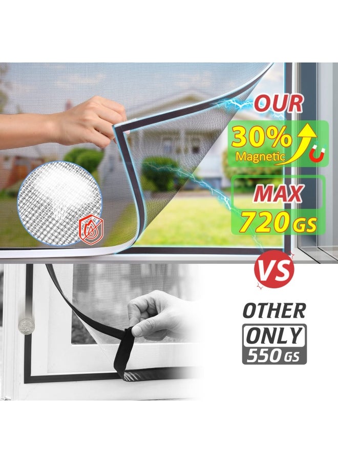 Generic - Owyr Magnetic Window Screen Adjustable Diy Window Net Fiberglass Fine Mesh Screen Protector Fits Max 44” X 48” White Window Frames - Image 1