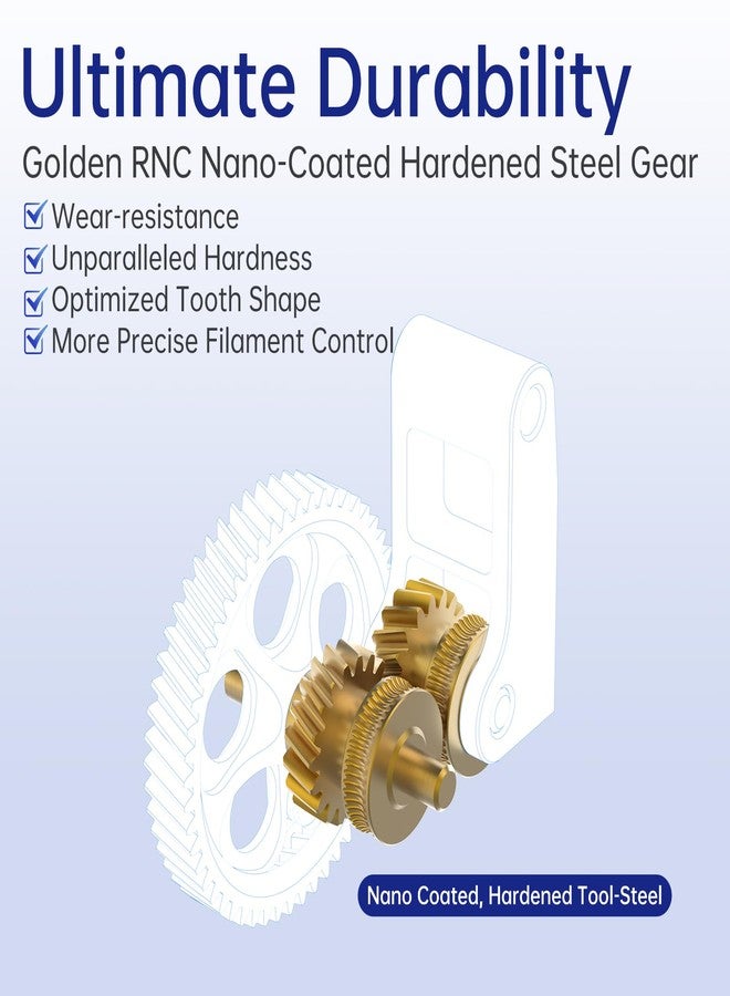 BIQU Panda Claw Upgraded Extruder Brass Gear Compatible with 3D Printers Bamboo-Lab P1P/P1S/X1C/C1E, Nano Rnc Gold Coating Gear Steel Extruder For Hardened Tools - Image 2