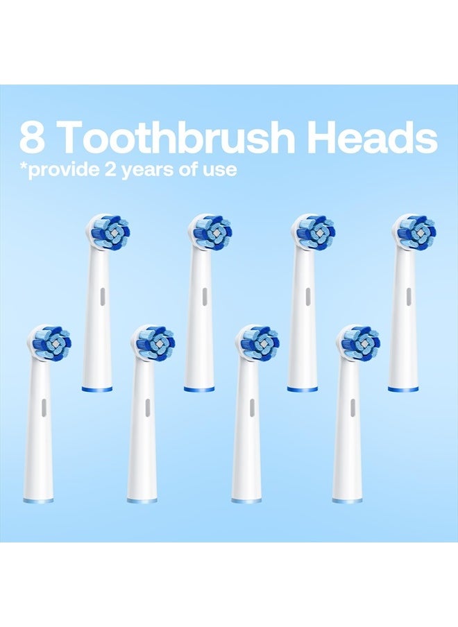 R2 Rotating Electric Toothbrush for Adults with 8 Brush Heads, 5 Modes Rechargeable Power Toothbrush with Pressure Sensor, White