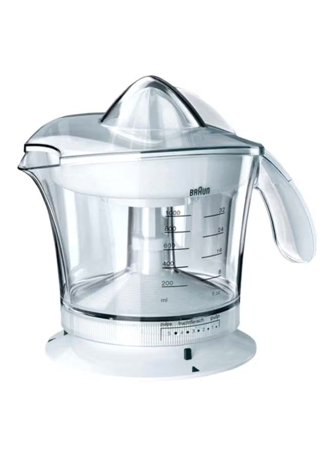 Braun Multiquick 3 Citrus Juicer MPZ9 – 20W Electric Orange & Lemon Juicer, 1L White/Clear Juice Jug with Pulp Control - Image 1