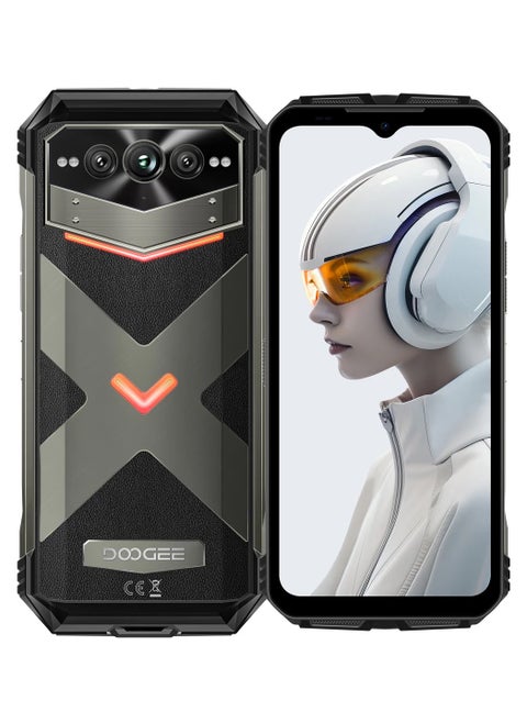 هاتف DOOGEE V Max Plus، ذاكرة داخلية كبيرة 512GB، بطارية ضخمة بسعة 22000mAh، يعمل بنظام أندرويد 14، هاتف متين – باللون الرمادي.