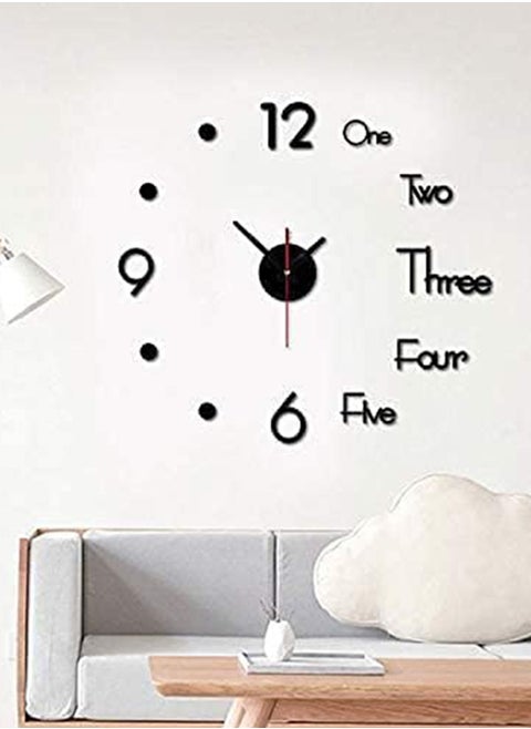 Hometaste Modern Frameless 3D Diy Wall Clock Kit - Enhance Your Living Space With Style And Functionality (Black, Style_ 3)